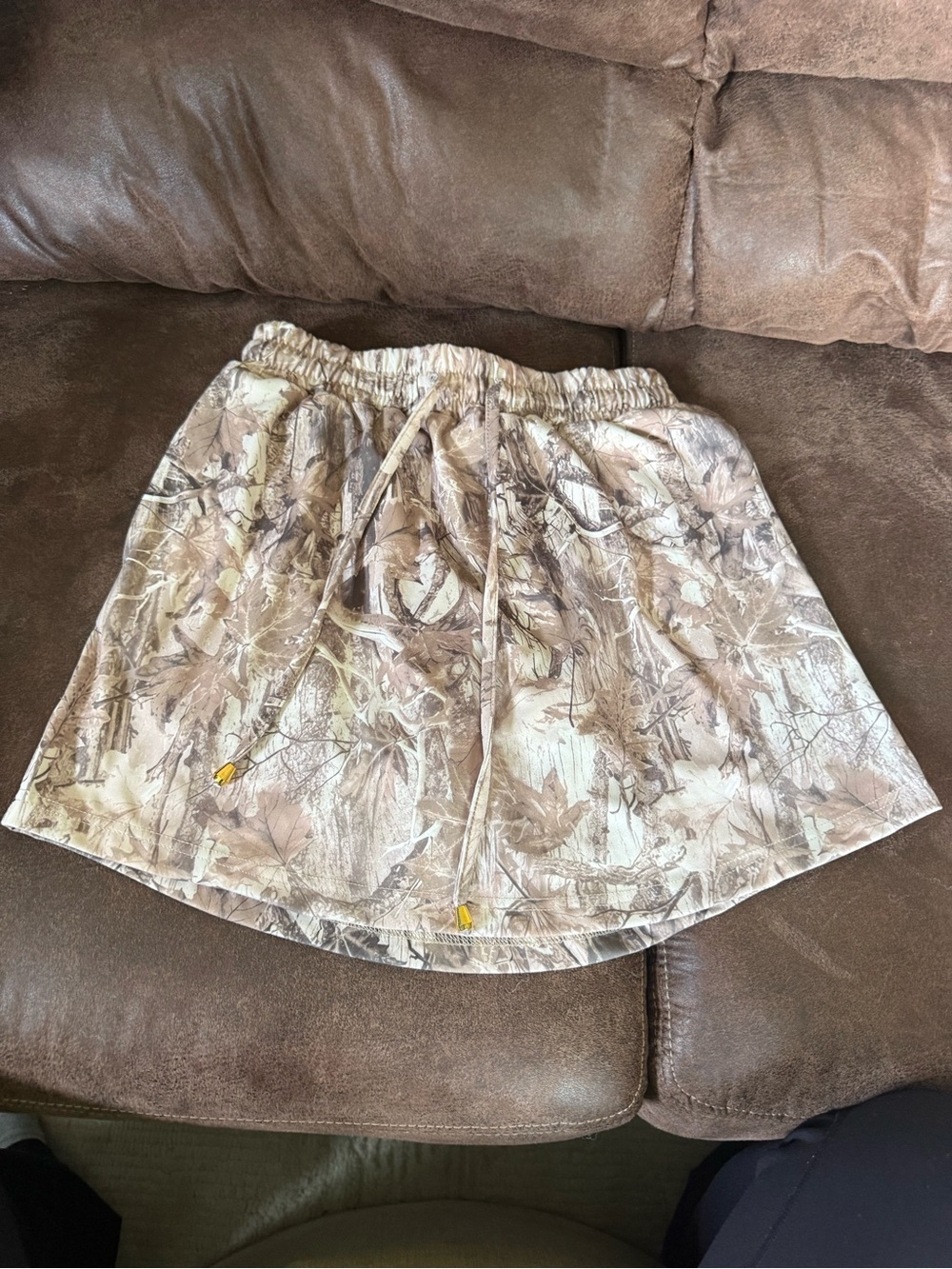 Camo Drawstring Skirt - Brown & Tan